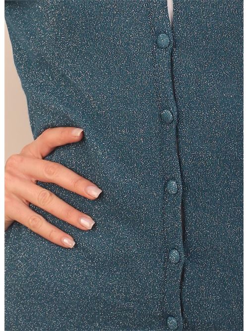 cardigan sartoriale in lurex verde Art Tricot | CARDIGANLUREXVERDE